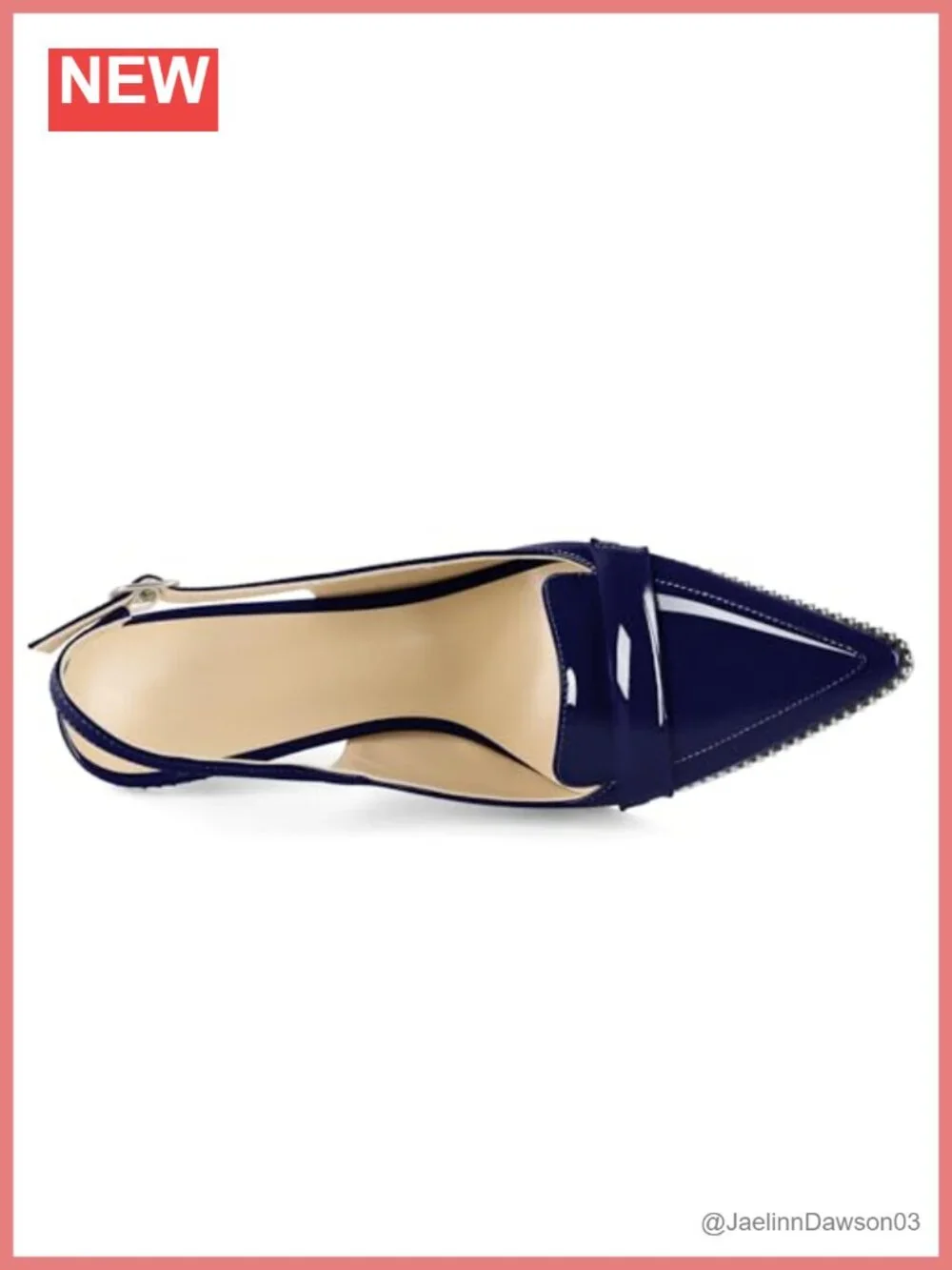 Beaded Slingback Stiletto Heels Pumps for Women, Pointed Toe Slip On High Heel